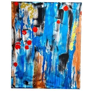 Hand Painted Acrylic Artwork Original Vibrant Handmade Abstract Painting Blue